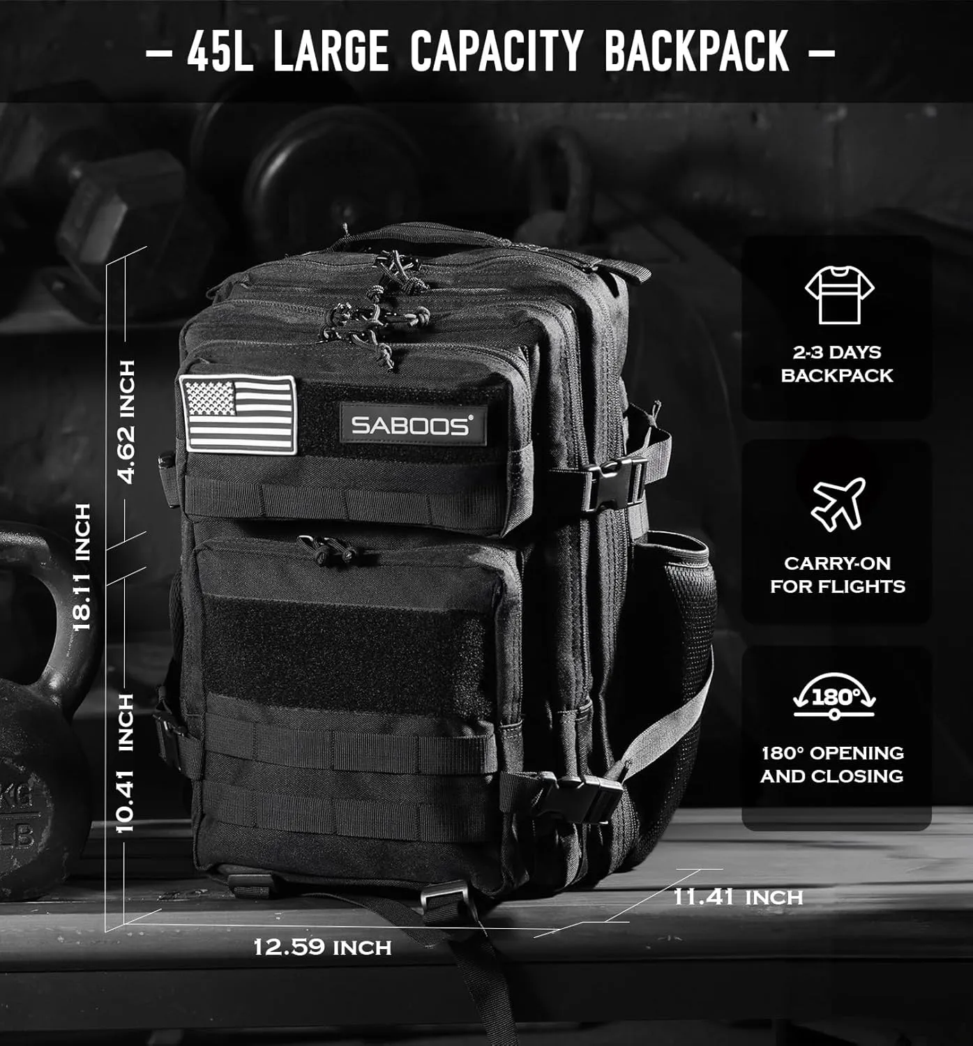 Military Tactical Backpack for Men 45L Molle Army 3 Days Assault Pack Bug Out Bag Water Resistant