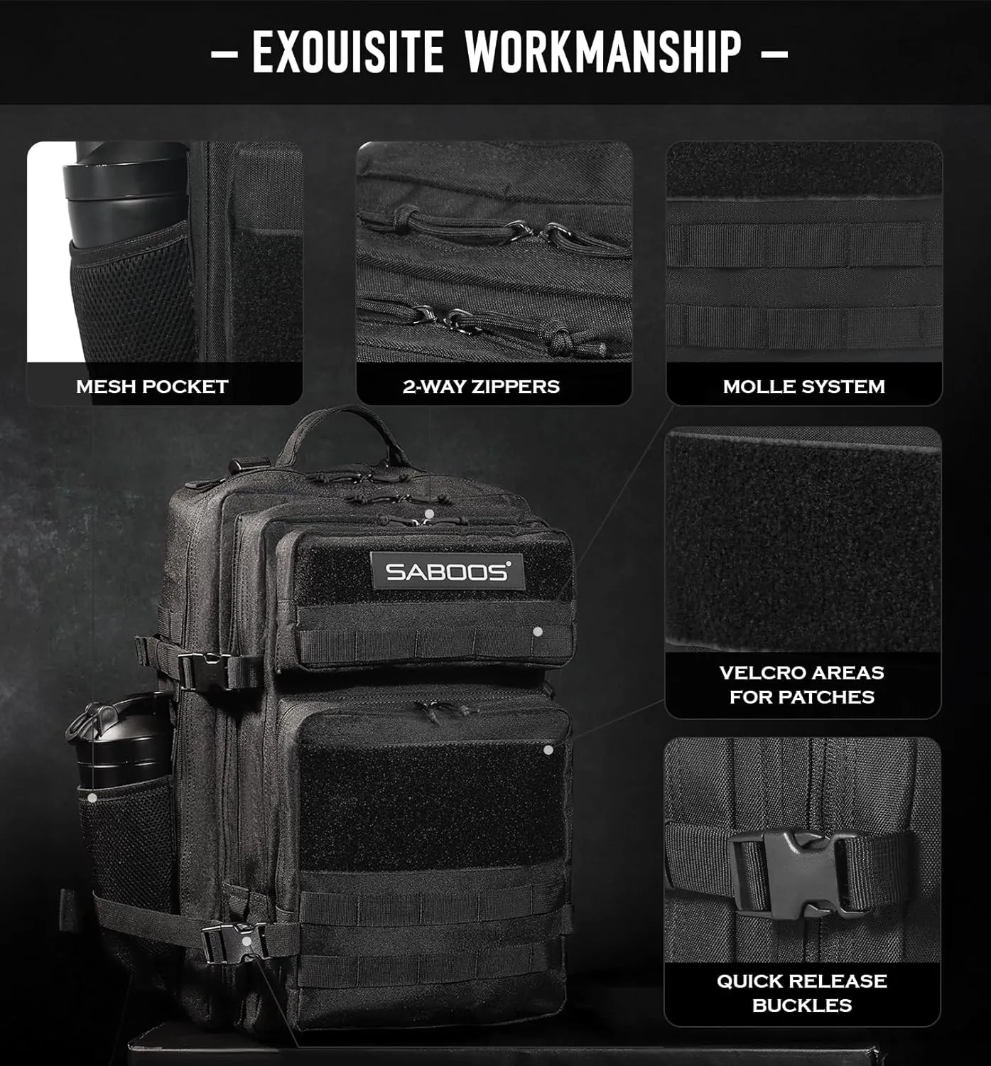 Military Tactical Backpack for Men 45L Molle Army 3 Days Assault Pack Bug Out Bag Water Resistant