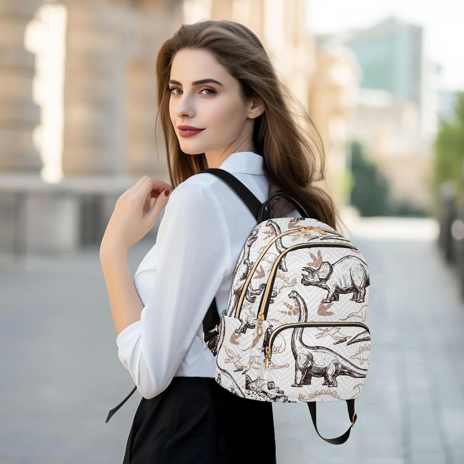 Mini Backpack Purse for Women Lightweight Girls Small Size Animal Dinosaurs Pattern School Teens College Traveling