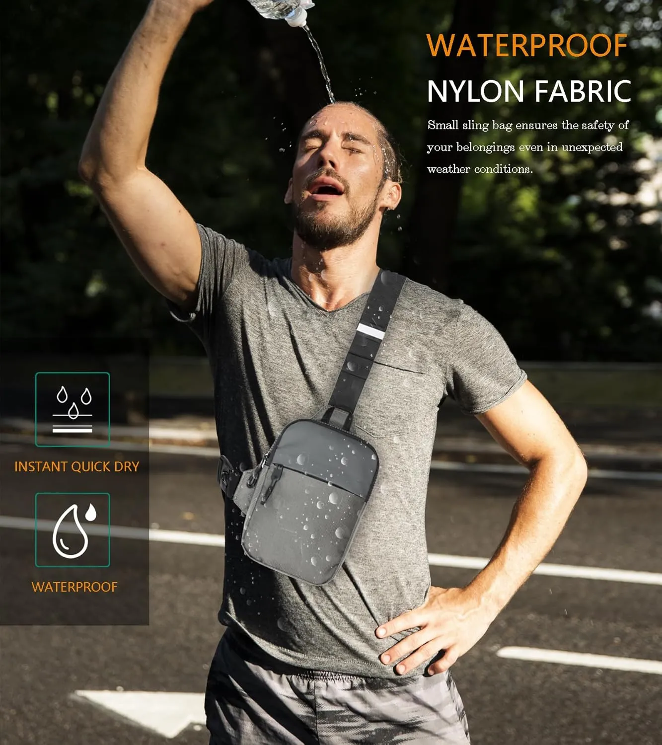 Mini Sling Bag for Men Women, Crossbody Waterproof Trendy Shoulder Cell Phone Chest Bag for Travel Work Gym