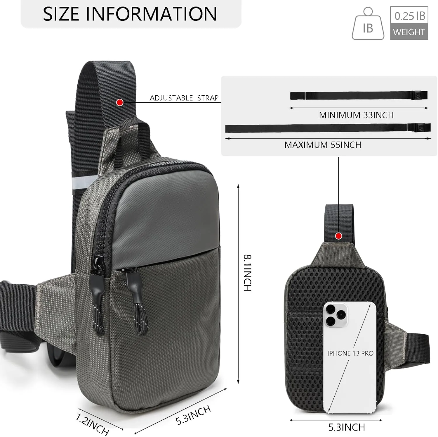 Mini Sling Bag for Men Women, Crossbody Waterproof Trendy Shoulder Cell Phone Chest Bag for Travel Work Gym