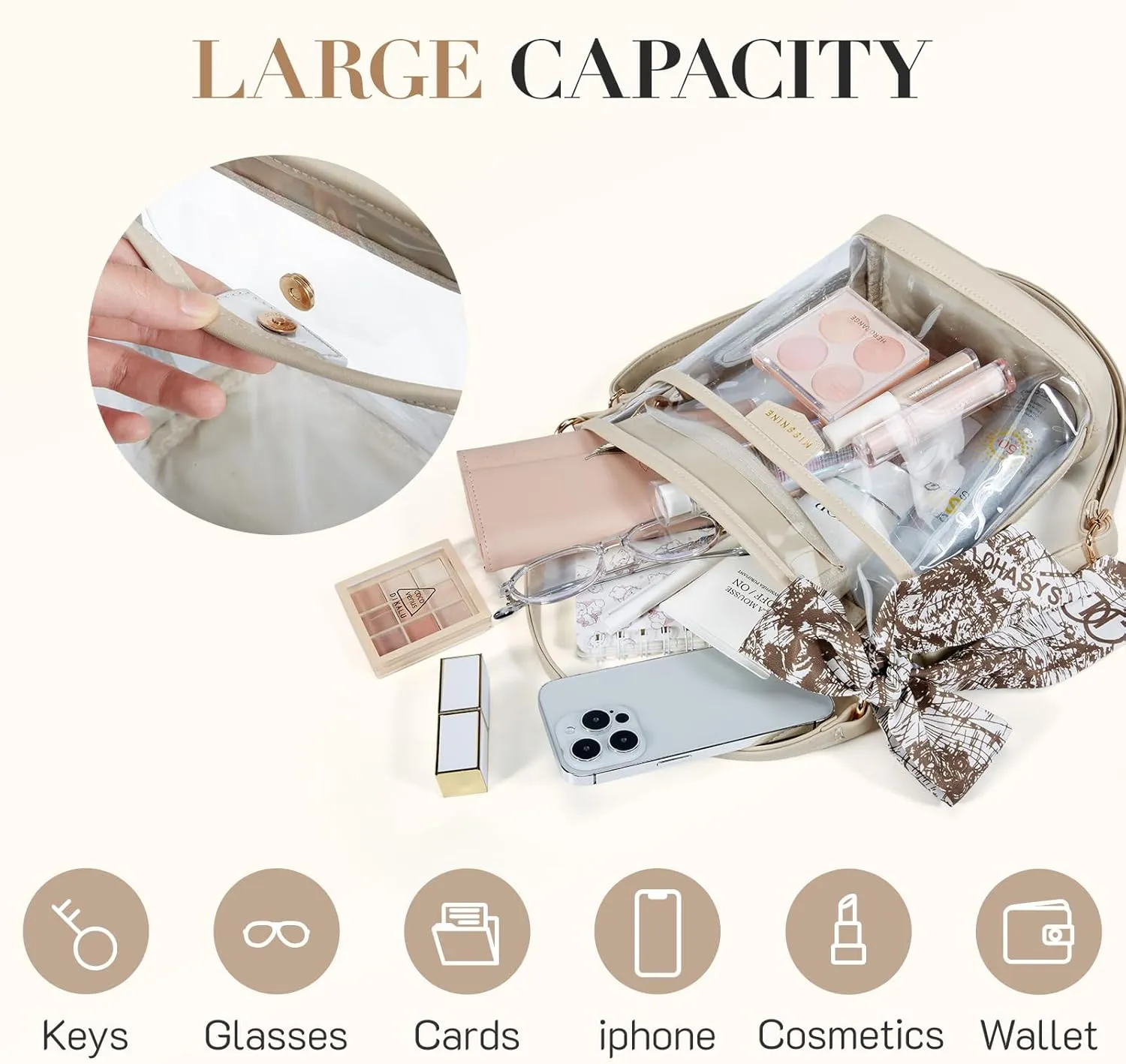 Missnine Clear Bag for Stadium Approved, Clear Crossbody Bucket Bag Transparent PVC Purse for Women, Concert Stadium Events