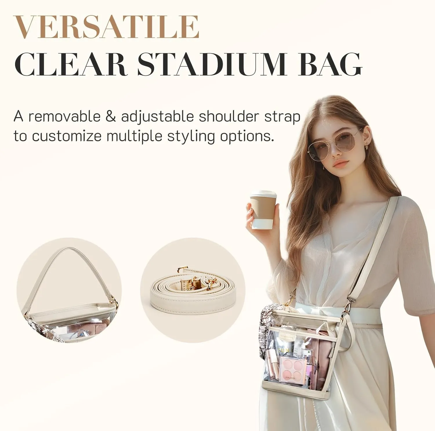 Missnine Clear Bag for Stadium Approved, Clear Crossbody Bucket Bag Transparent PVC Purse for Women, Concert Stadium Events