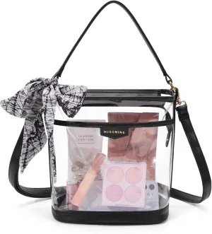 Missnine Clear Bag for Stadium Approved, Clear Crossbody Bucket Bag Transparent PVC Purse for Women, Concert Stadium Events