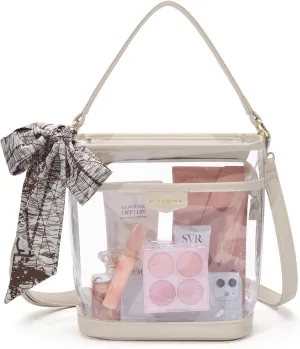 Missnine Clear Bag for Stadium Approved, Clear Crossbody Bucket Bag Transparent PVC Purse for Women, Concert Stadium Events