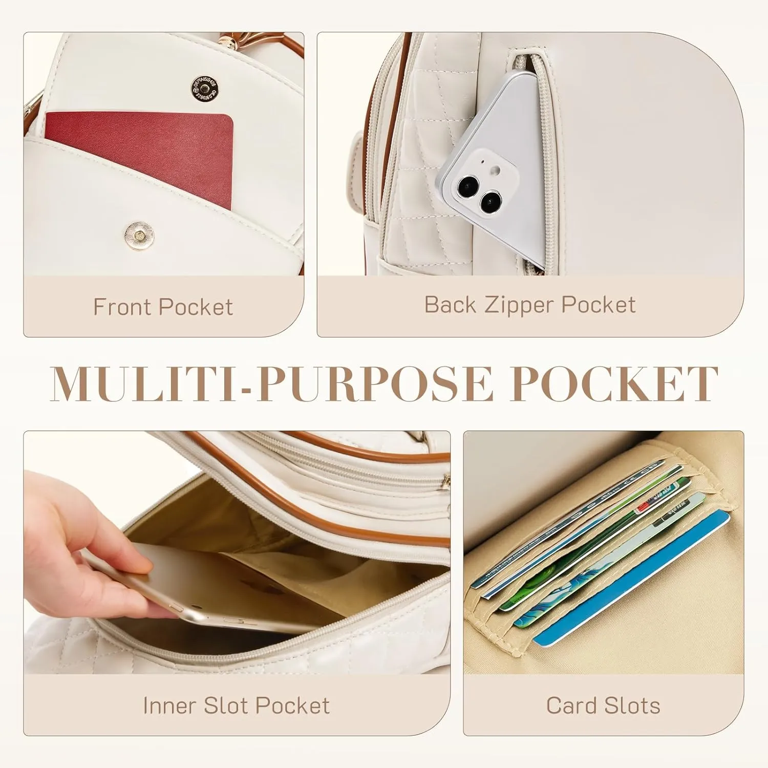 Missnine PU Leather Sling Bag for Women Crossbody Fanny Pack Quilted Chest Purse Trendy Travel Bag for Hiking Cycling with Tassel