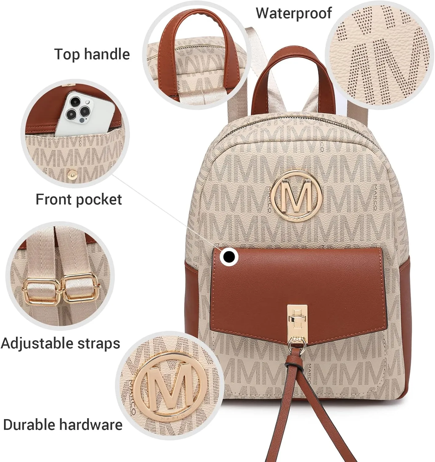 MKP Ladies Small Backpack Purse for Women Fashion Daypacks Purse Shoulder Bag with Charm Tassel