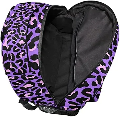 MNSRUU Student Travel School Backpack Neon Purple And Pink Leopard College Laptop Backpacks Business iPad Tablet Computer Bookbags for Adult Teen