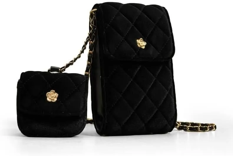Mobile Phone Bag Diagonal Shoulder Bags Women's Velvet Rhombus Mini Letter Zero Purse Handbag
