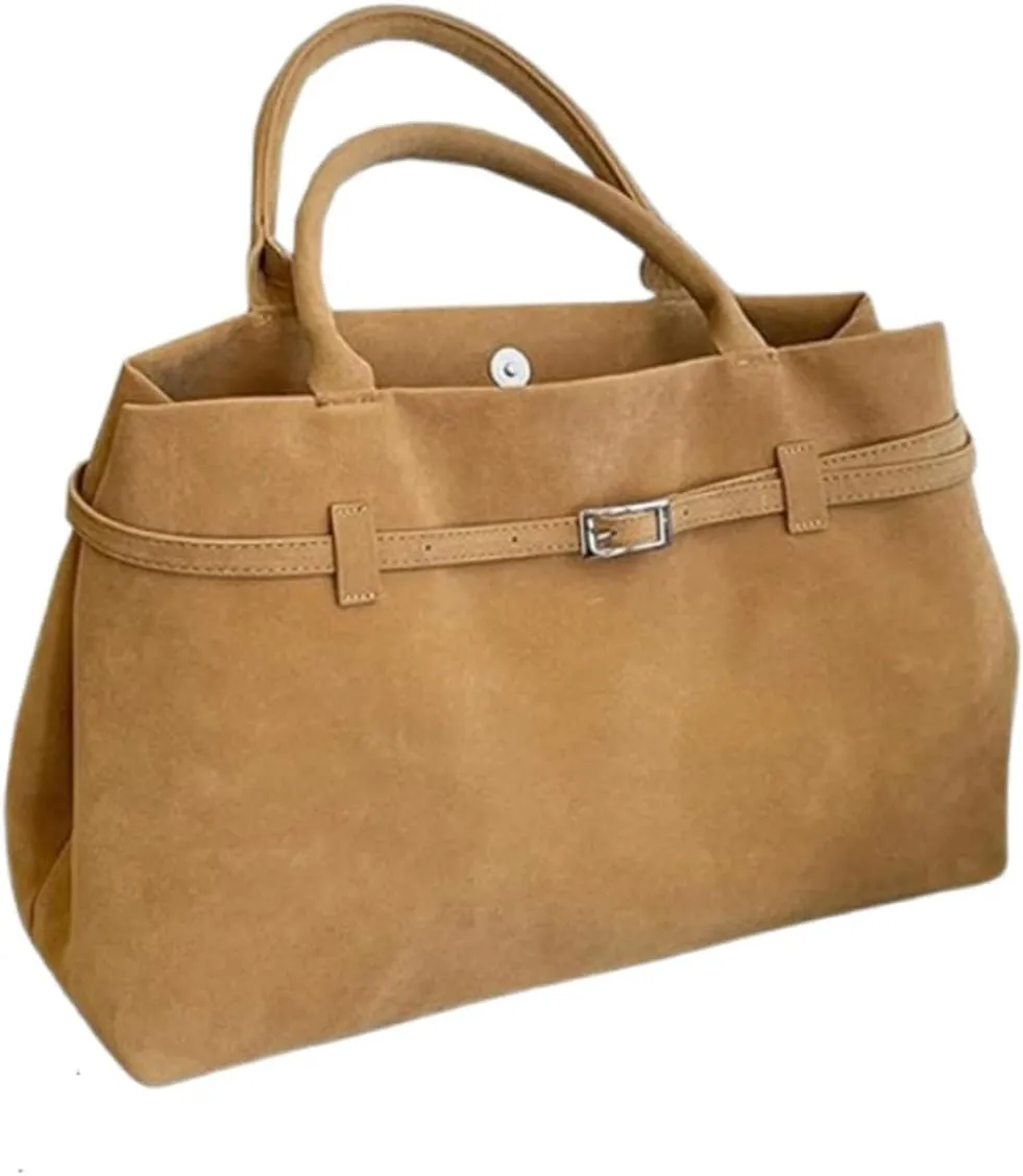 Modavo Suede Tote Bag,Faux Suede Bag Shoulder Hobo Bag Handbag,Women's Large Brown Top-Handle Work Handbag