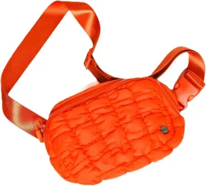 Modern Chic Belt Bag for Women - Atlas Quilted Belt Bag, Nylon Puffer Crossbody Bag with Pockets and Adjustable Strap (Vivid Orange)