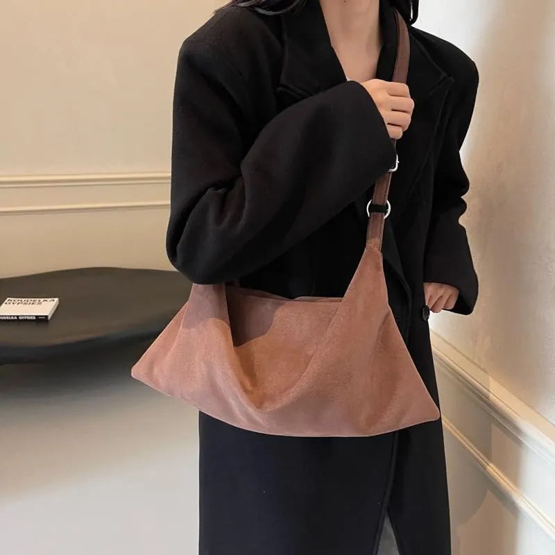 Molodo Slouchy Shoulder Bag for Women Designer Crossbody Bag Dumpling Bag Suede Hobo Bag Handbag Purses for Commuting