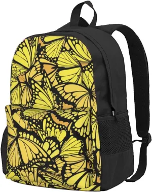 Monarch Butterflly Pattern Backpack for Women Men Worker Teacher Business Travel Backpacks Shoulders Bag Daypack Bookbag with Mesh Pockets