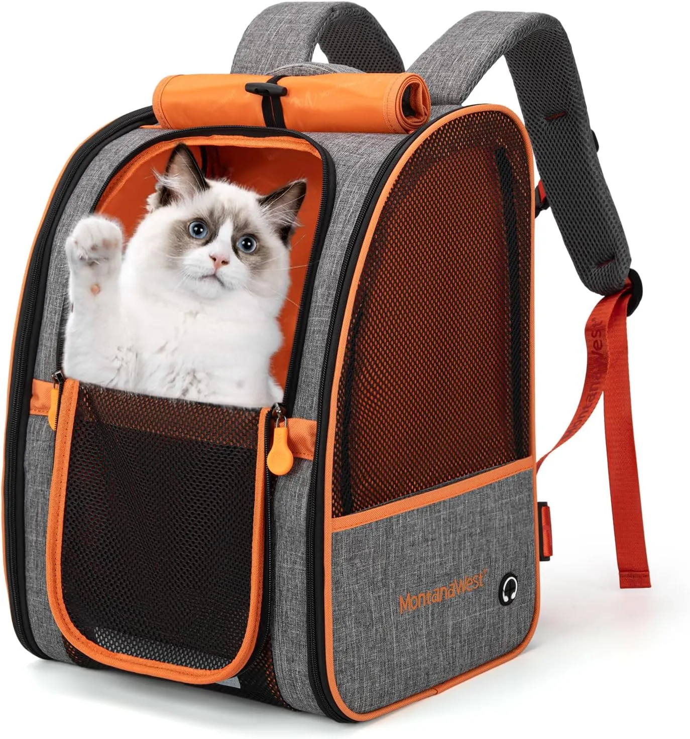 Montana West Cat Carrier Backpack for Small Medium Dog & Puppies with Blackout Curtains for Outdoor Adventures