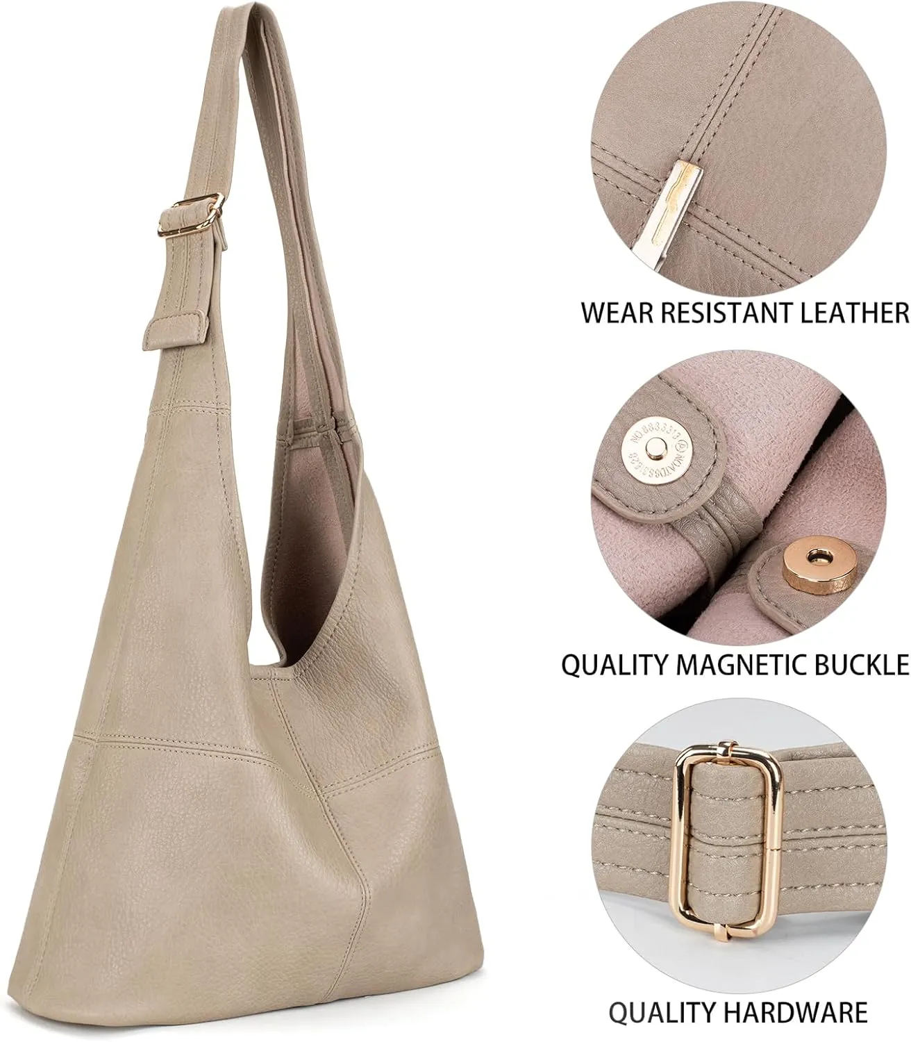 Montana West Hobo Bags Purse for Women Ultra Soft Foldable Shoulder Slouchy Handbags with Cosmetic bag