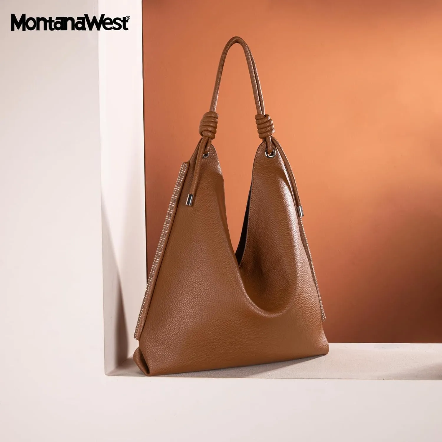 Montana West Large Hobo Shoulder Bag for Womens Knotted Slouchy Bag