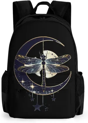 Moon Nature Insect Dragonfly 16 Inch Laptop Backpack Large Capacity Daypack Travel Shoulder Bag for Men Women