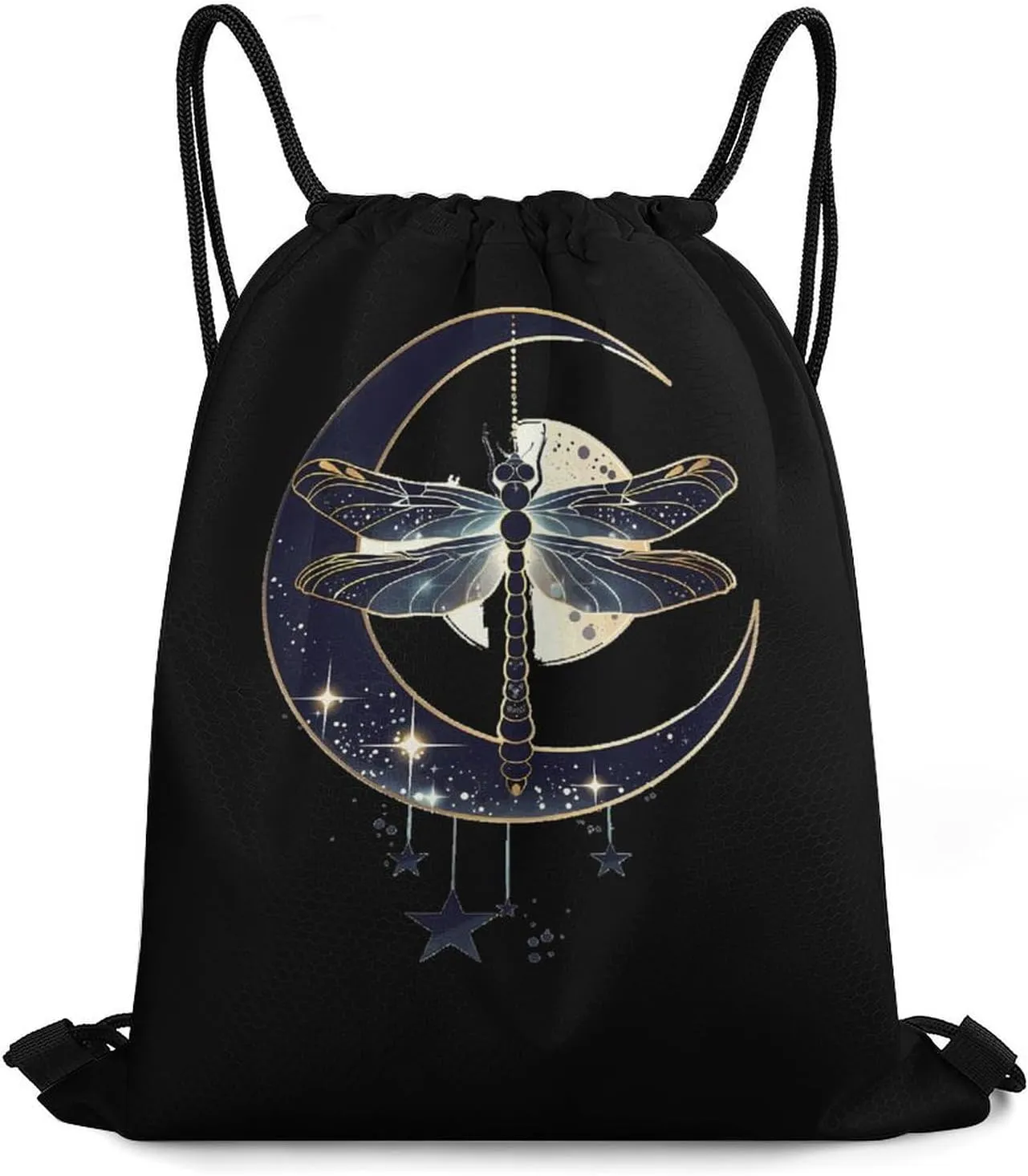 Moon Nature Insect Dragonfly Travel Drawstring Bag Waterproof String Backpack Gym Sackpack Sport Bag