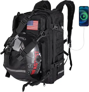 Motorcycle Helmet Backpack with USB-charge Port, Large Capacity Motorcycle Backpack Helmet Bag Waterproof Cycling Backpack Luggage Storage Bag for Sports Outdoor Activities