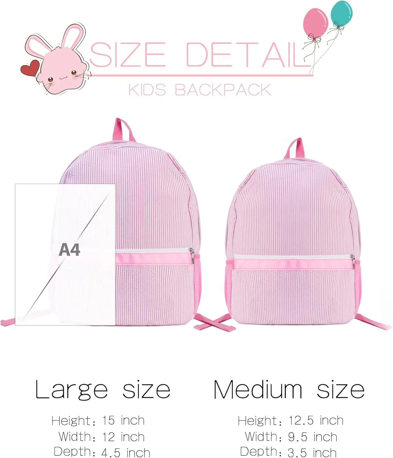 MT WORLD Kids' Backpacks and Travel Duffel Bags Set, Personalized Overnight Bags for Girls Boys with Embroidered Name, Seersucker Backpacks with Weekender Bag, Toddler Travel Bag