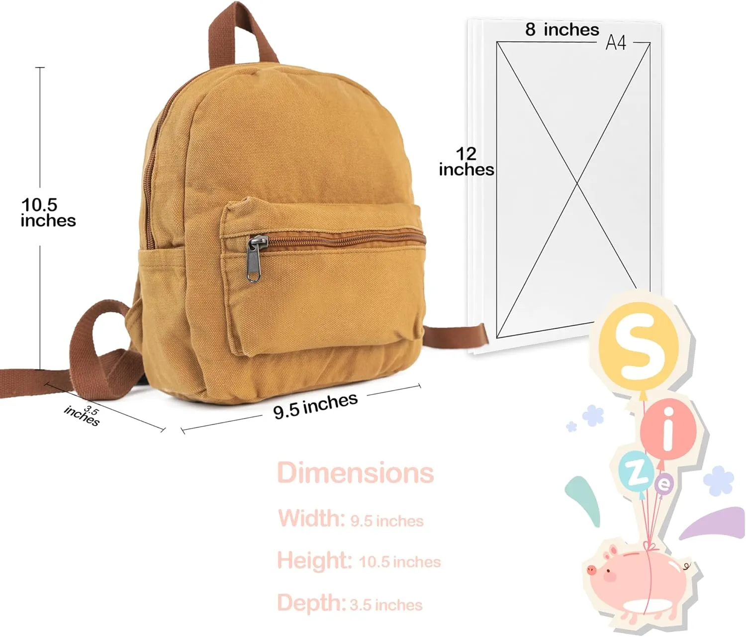 MT WORLD Personalized Mini Canvas Toddler Backpack - Custom Monogram Infant Vintage Backpack