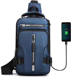 Multipurpose Waterproof Crossbody Bag,Fashion Chest Bag with USB Charging Port,Walking Backpack with Adjustable Strap