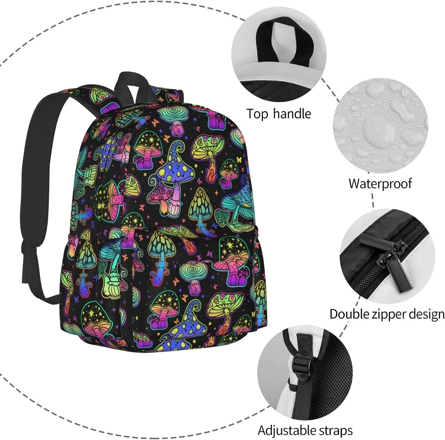 Mushroom Backpack 16 Inches Lightweight Travel Laptop Backpack