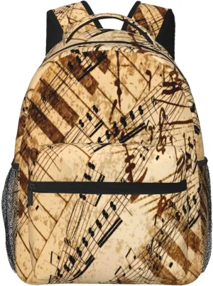Music Notes Piano Keys Backpack for Men Women, Travel Laptop Backpack Computer Bag Daypack for Business Work Weekender
