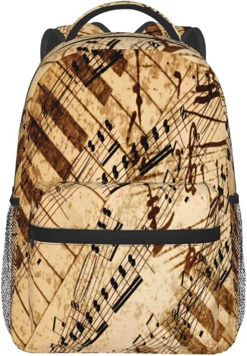 Music Notes Piano Keys Backpack for Men Women, Travel Laptop Backpack Computer Bag Daypack for Business Work Weekender