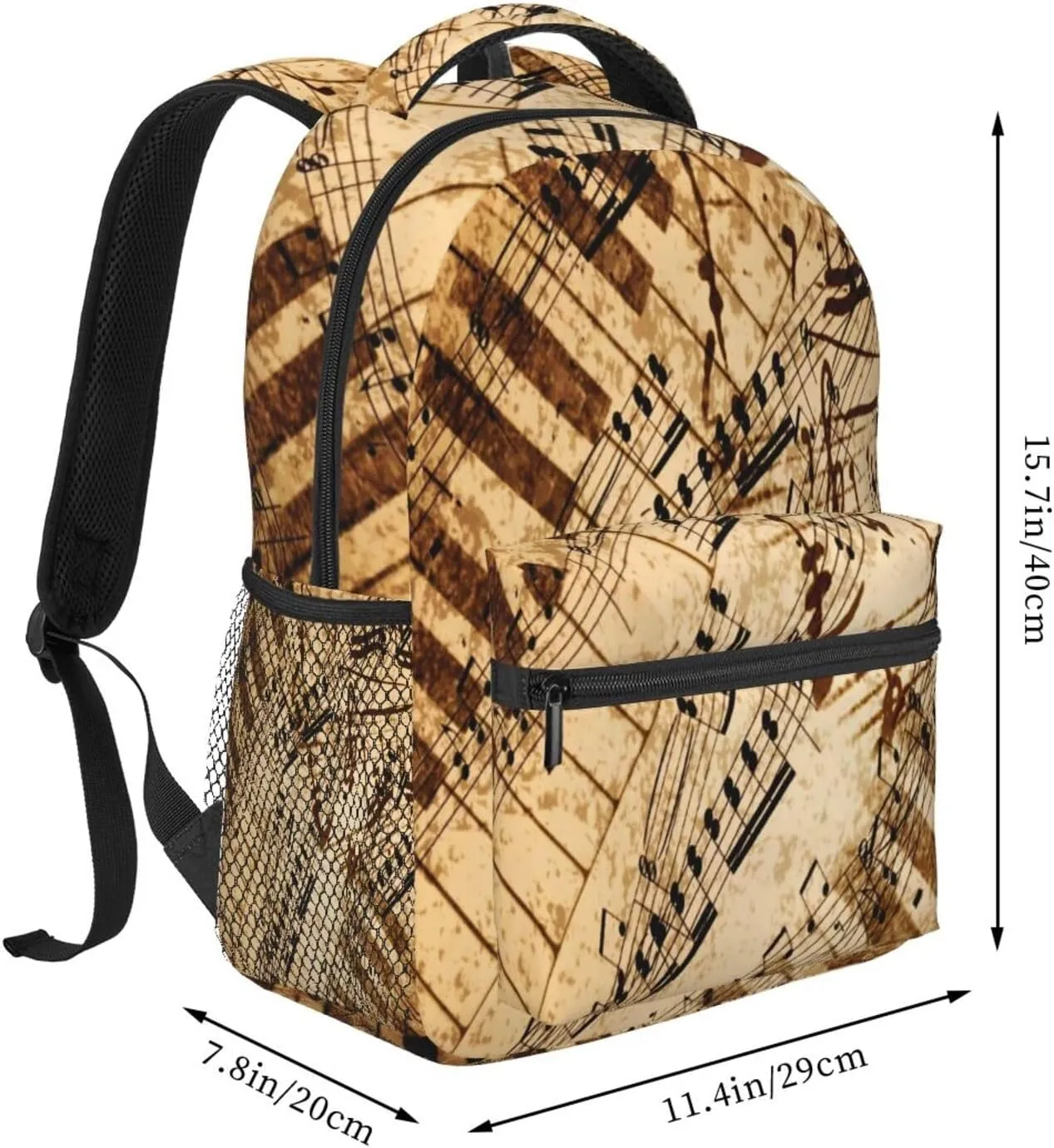 Music Notes Piano Keys Backpack for Men Women, Travel Laptop Backpack Computer Bag Daypack for Business Work Weekender