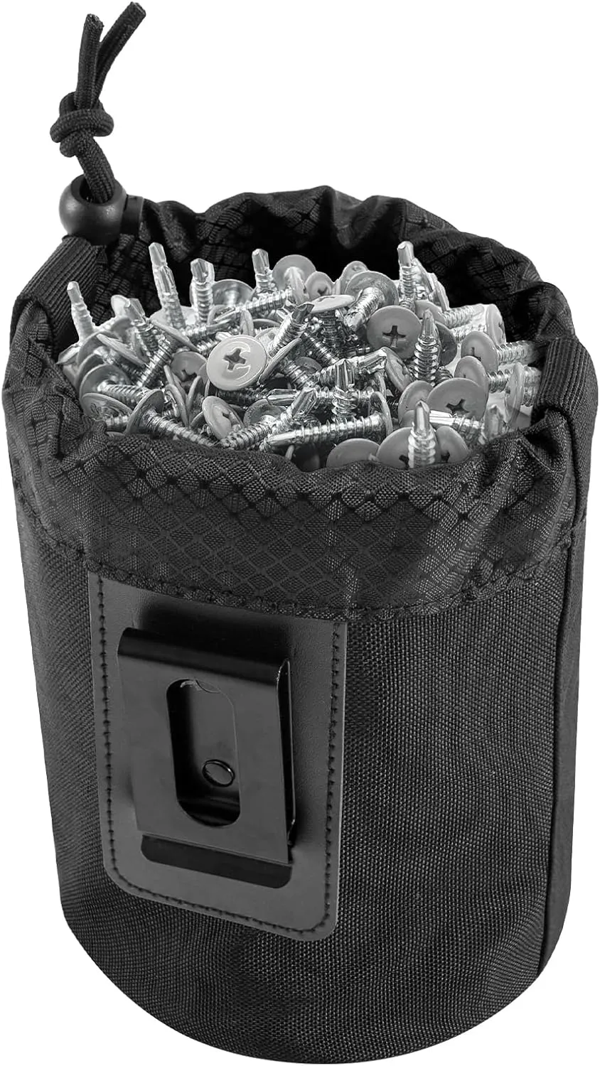 Nail/Screw Work Pouch,Metal Clip-On Tool Pouch for Tools Screws and Nails,Ideal for Electrician Plumber Carpenter Contractor Handy Man and Any Tradesperson