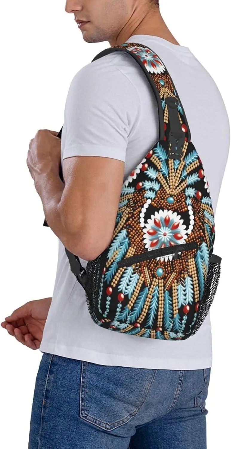 Native American Indian Sling Backpack Chest Bag Crossbody Shoulder Bag Gym Cycling Travel Hiking Daypack For Men Women