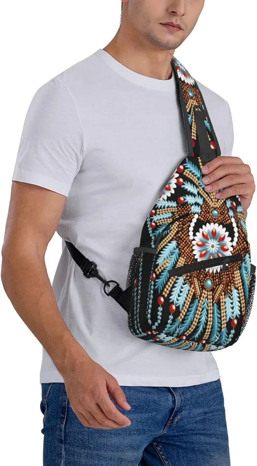 Native American Indian Sling Backpack Chest Bag Crossbody Shoulder Bag Gym Cycling Travel Hiking Daypack For Men Women