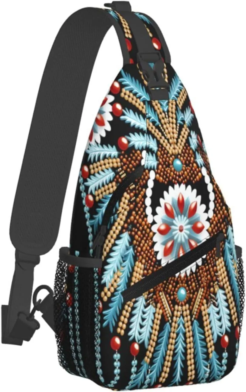 Native American Indian Sling Backpack Chest Bag Crossbody Shoulder Bag Gym Cycling Travel Hiking Daypack For Men Women
