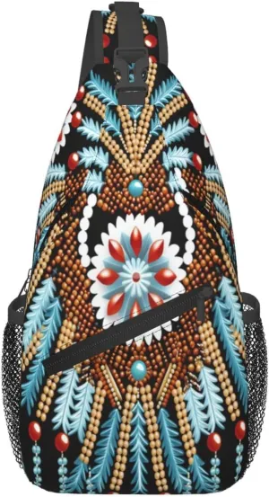 Native American Indian Sling Backpack Chest Bag Crossbody Shoulder Bag Gym Cycling Travel Hiking Daypack For Men Women