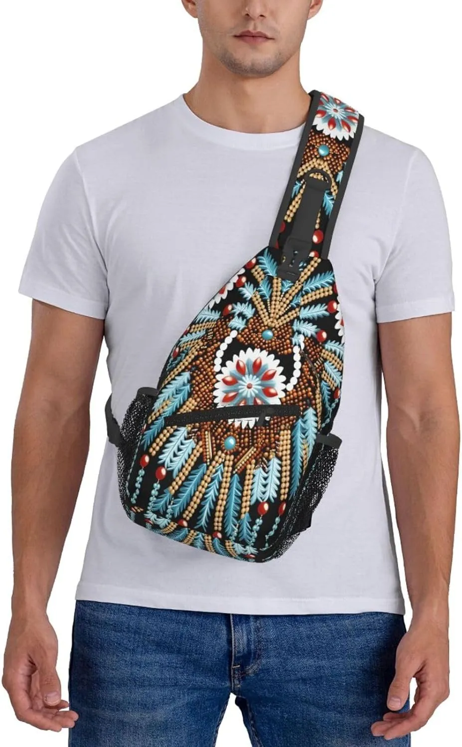 Native American Indian Sling Backpack Chest Bag Crossbody Shoulder Bag Gym Cycling Travel Hiking Daypack For Men Women