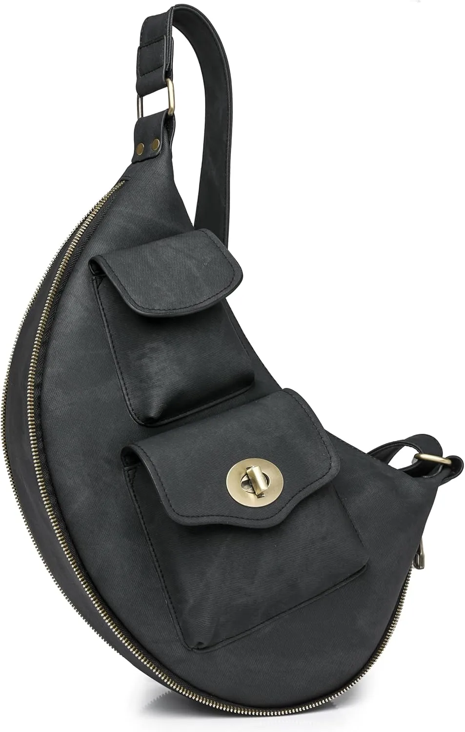 Nefelibata Small Sling Backpack Sling Bag for Women Men, Chest Bag Fanny Pack CrossBody Bags for Travel Hiking Running(Mysterious Black)