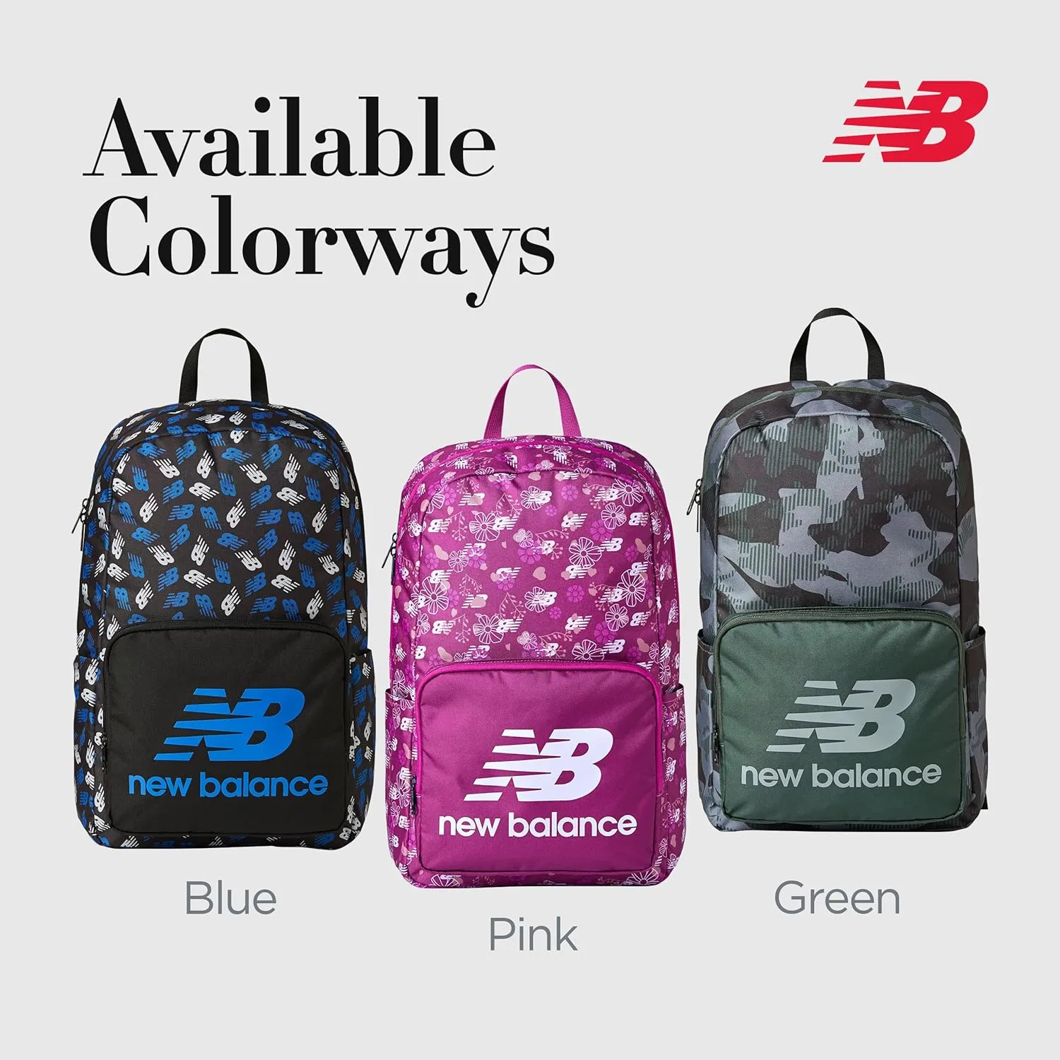 New Balance Backpack, Core Performance Daypack Small Hiking Bag, Black, Blue, One Size
