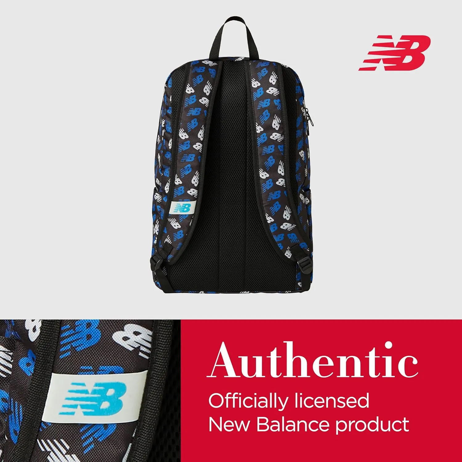 New Balance Backpack, Core Performance Daypack Small Hiking Bag, Black, Blue, One Size