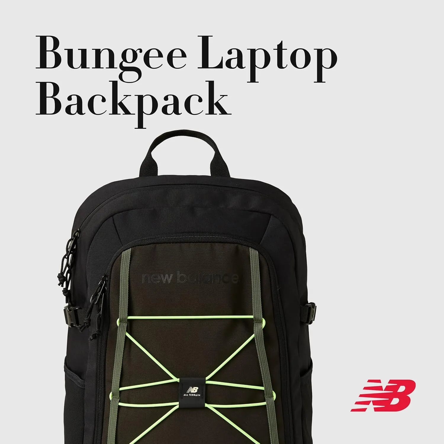 New Balance Laptop Backpack, Bungee Travel Bag for Men and Women, Green, One Size