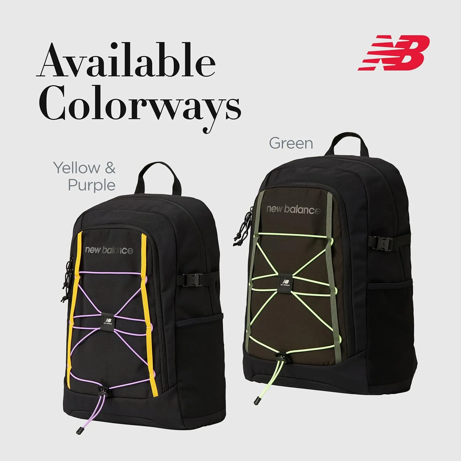 New Balance Laptop Backpack, Bungee Travel Bag for Men and Women, Green, One Size