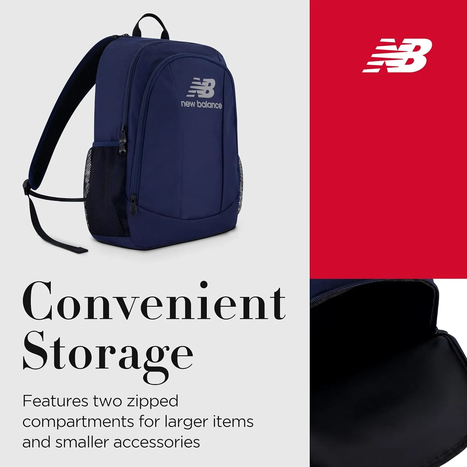 New Balance Laptop Backpack, Commuter Travel Bag for Men and Women, Navy, 19 Inch