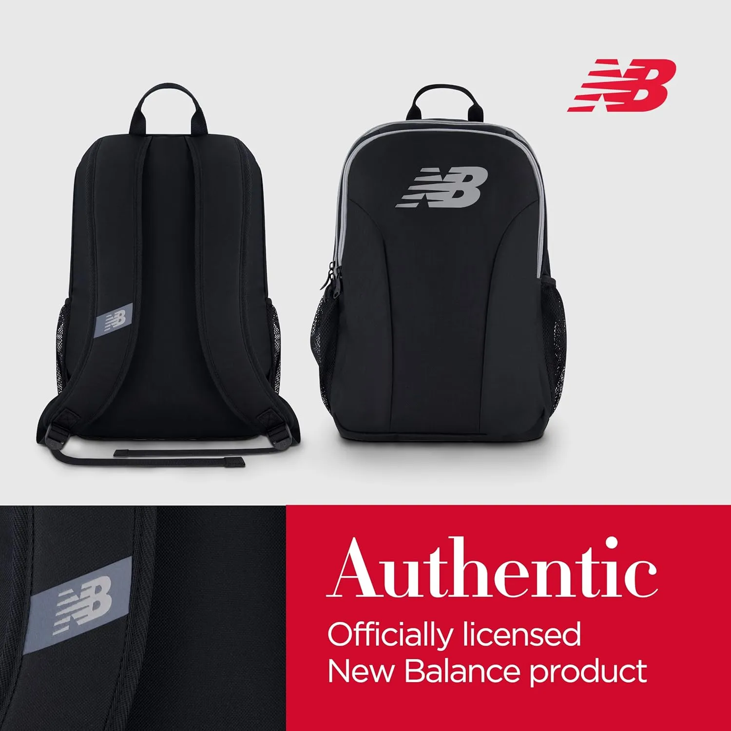 New Balance Laptop Backpack, Travel Computer Bag for Men and Women, Black, 19 Inch