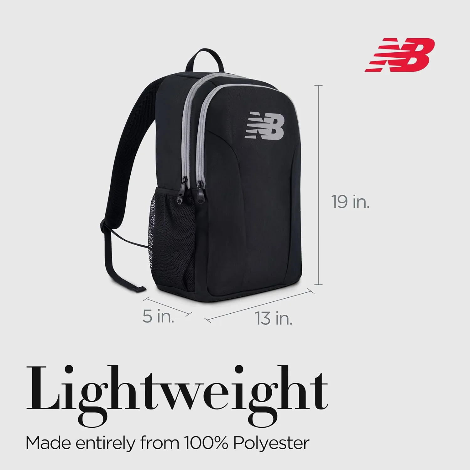 New Balance Laptop Backpack, Travel Computer Bag for Men and Women, Black, 19 Inch