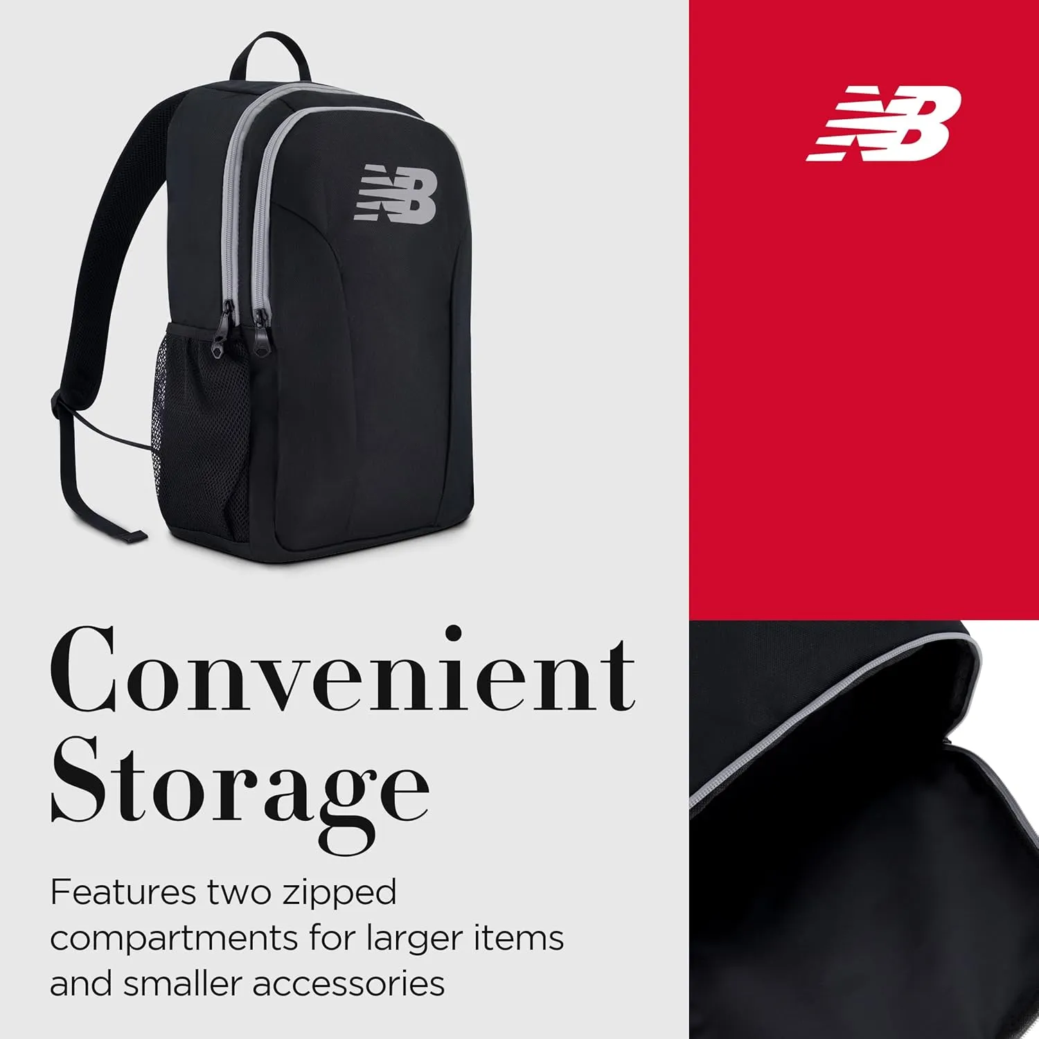 New Balance Laptop Backpack, Travel Computer Bag for Men and Women, Black, 19 Inch