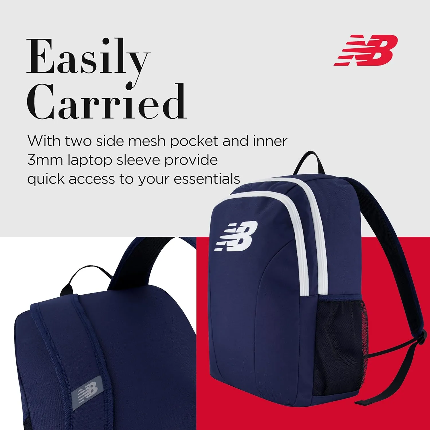 New Balance Laptop Backpack, Travel Computer Bag for Men and Women, Navy, 19 Inch
