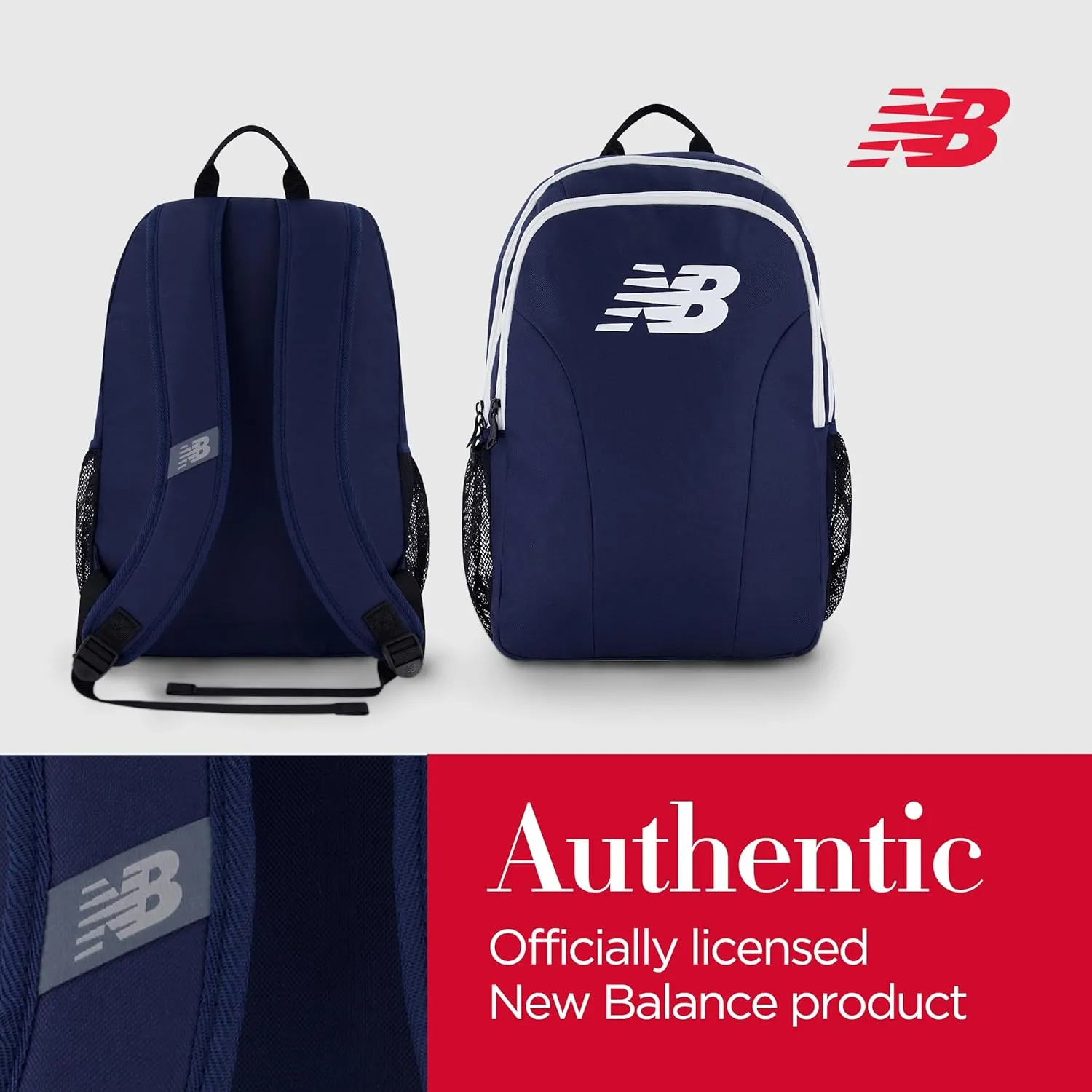 New Balance Laptop Backpack, Travel Computer Bag for Men and Women, Navy, 19 Inch