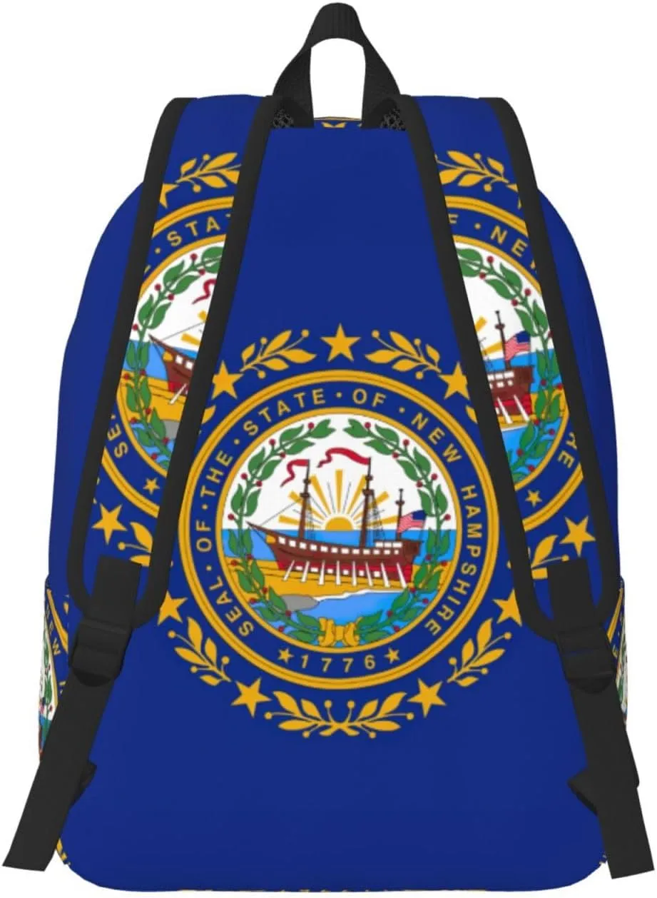 New Hampshire state flag print Large Laptop Backpack for Women, Work Business Backpacks College Bookbag for School