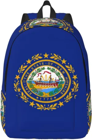 New Hampshire state flag print Large Laptop Backpack for Women, Work Business Backpacks College Bookbag for School