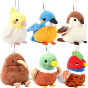 Niceup 6-Pack 4.5in Bird Stuffed Plush Animals Mallard Duck Cockatiel Kiwi Bird Kingfisher Pheasant Sparrow Stuffies Cuddly Bead Bag Sensory Toy for Easter Basket Stuffer